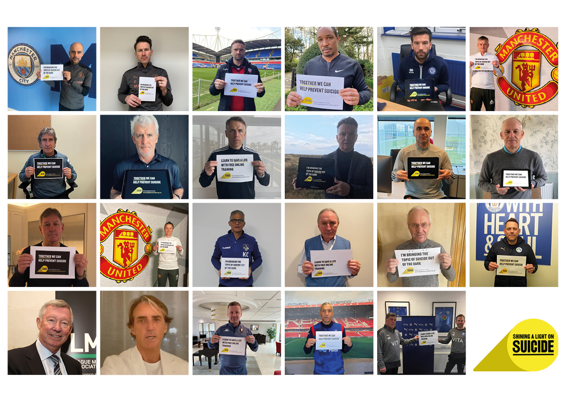 photographs of LMA members holding Shining a Light on Suicide campaign messages
